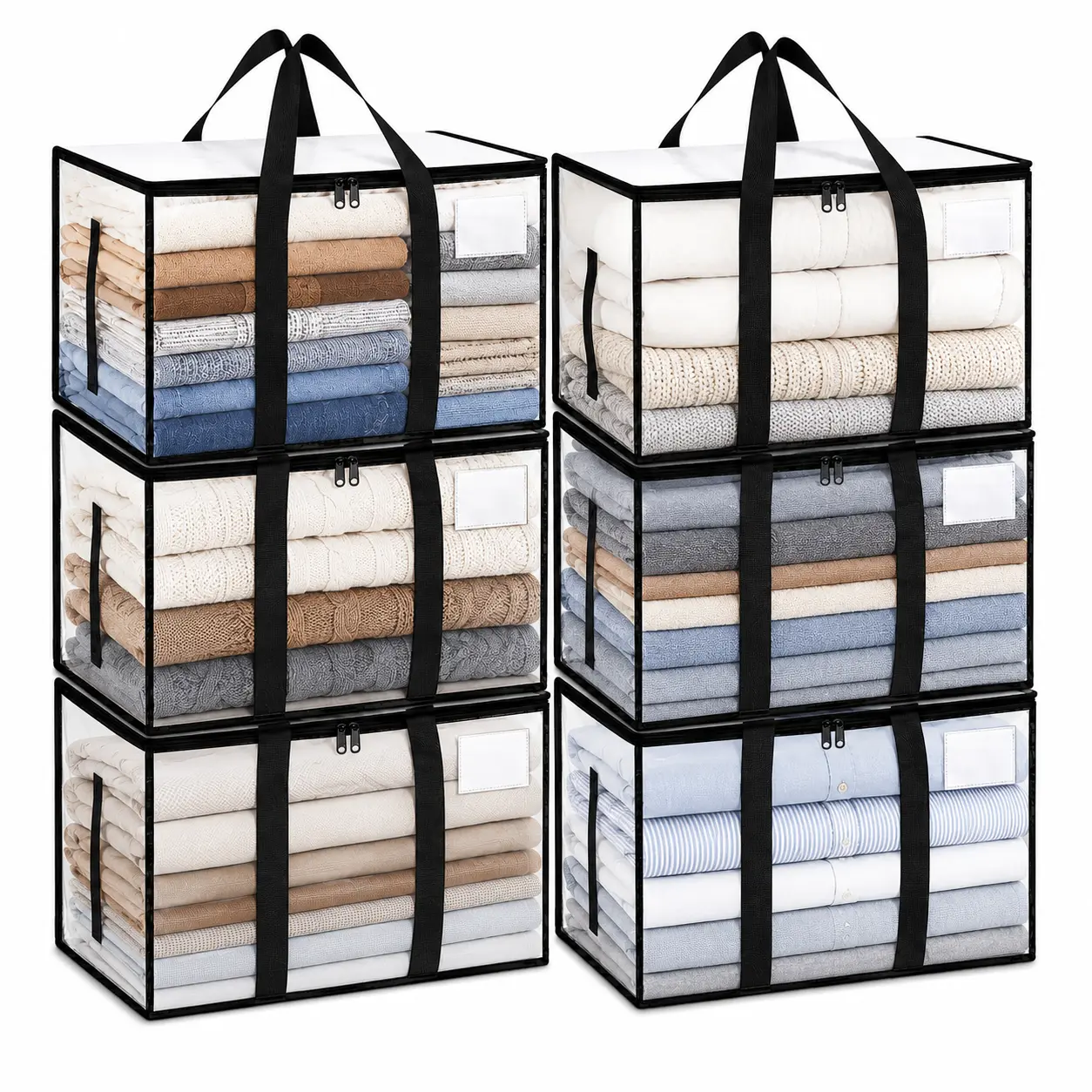 3/6/9 Pack Extra Large Heavy Duty Moving Bags, Clear Storage Bins with Lids, Reinforced Handles & Heavy-Duty Zippers Moving Boxes Storage Bags Totes for Clothes Packing, Dorms, College Supplies, Clear