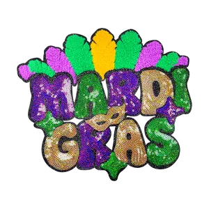 Mardi Gras Sequin Patches Embroidered Applique for Repairing Clothes Bags Jackets Backpacks DIY Fashion Decoration Accessories