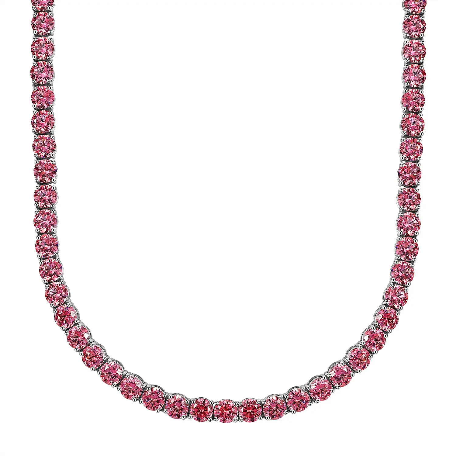 J Francis Embellished with Pink Zirconia by Swarovski Necklace (18 Inches) in Rhodium Over Sterling Silver 75.10 ctw