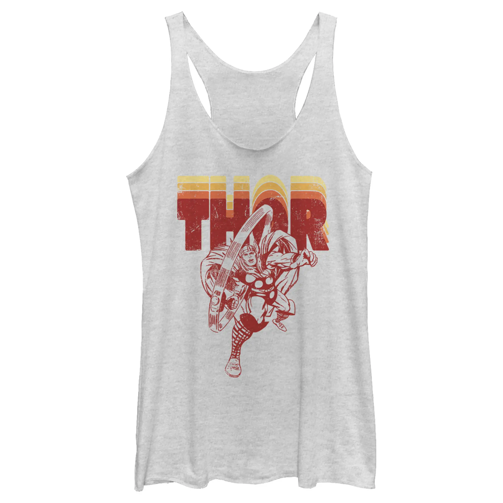 Women's Marvel Avengers Thor Retro Name Stack Portrait Racerback Tank Top