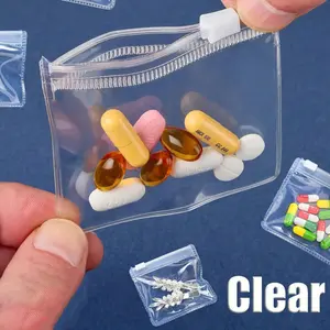Reusable Zipper Pill Baggies, Clear Plastic Self-Sealing, Bait & Jewelry Storage, Travel Accessory with Slide Lock
