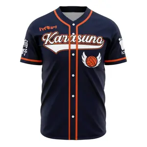 Karasuno Hinata Haikyuu Anime All-Over Print Unisex Baseball Jersey, Professional Sports & Outdoor Clothing for Men's Baseball Tops