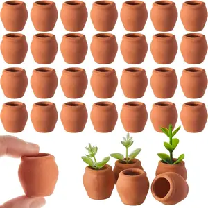 40 count 0.9 x 0.75 Inch Small Mini Clay Pots Terracotta Clay Small Flower Doll House Flower Pot for Crafts DIY Garden  and Office Desktop Windowsill Decoration