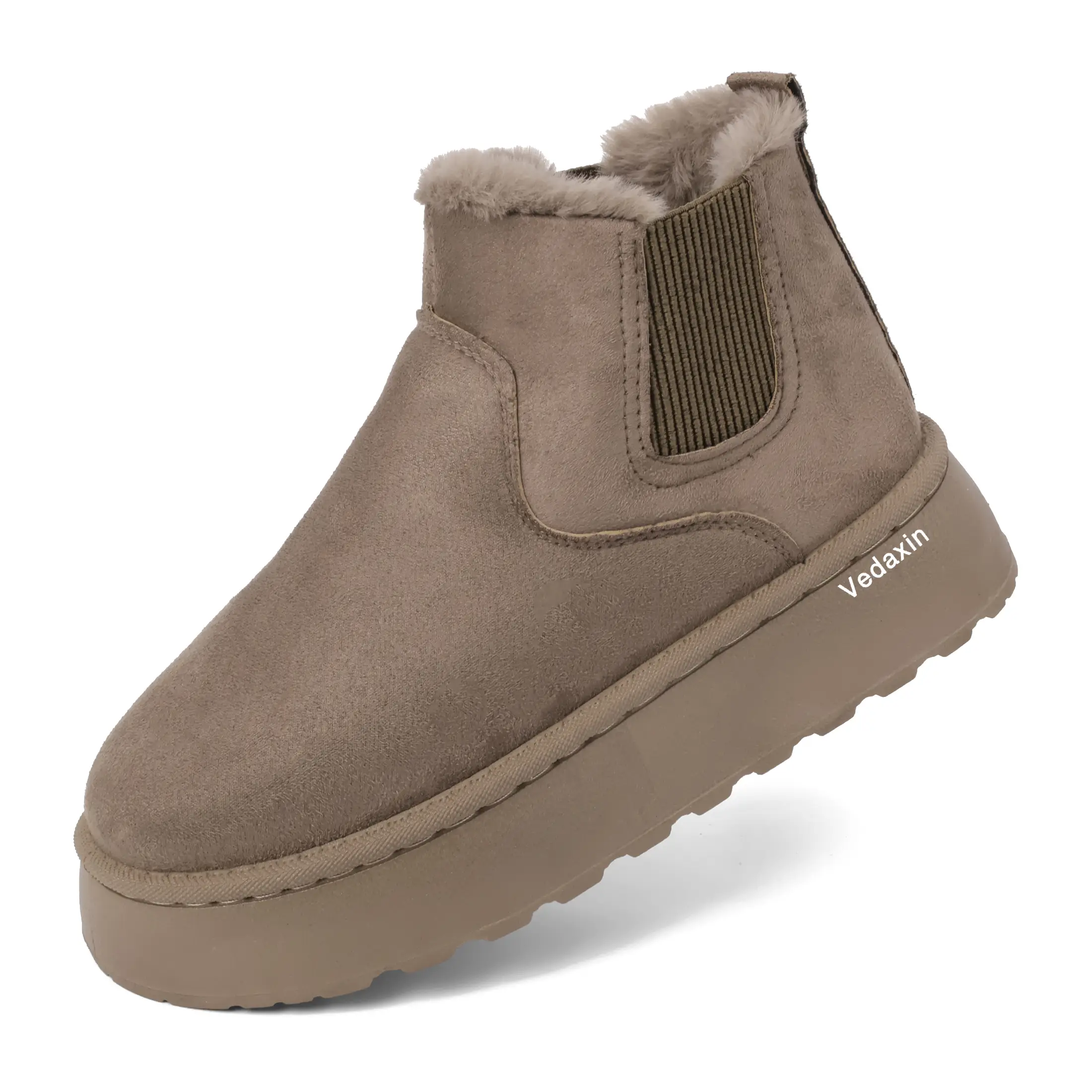 Womens Faux Leather Suede Winter Sole Durable Snow Rain Outdoor Boots,Non-Slip Comfort with Thick Flat Soles and Platform Snow Boots Perfect for Wint