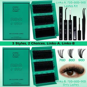 Lashsun 270 Pcs D Curl 70D/80D/90D Mixed Length Cluster Lashes, Soft Comfortable Eyelashes Kit, DIY at Home, Beginner Friendly