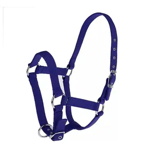 Horse Halter Nylon Full Size Adjustable Tack Shows Equestrian (Blue)