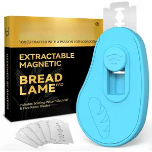 Extractable &  Bread Lame Dough Scoring Tool - Professional Sourdough Scoring Tool - Sourdough Bread Baking & Bread Scoring Tool - Scoring Patterns booklet & 5  (Blue)