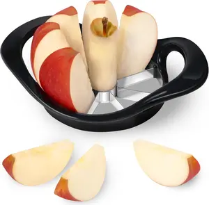 Apple Slicer & Corer – 8-Blade Stainless Steel Apple Cutter for Apples & Pears, Easy Fruit Slicer with Comfortable Grip (Black)