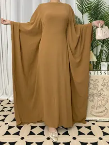 Elegant Batwing Sleeve Traditional Abaya Long Robe, Fashionable Solid Color One-Piece Set, Perfect for Parties and Festive