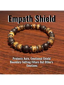 Natural Lava & Wood Empath Shield: Emotional Protection Jewelry