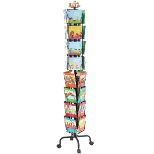 VEVOR Greeting Cards Display Rack, 32 Pockets Rotating Postcard Brochure Display Stand, 360 °   Spinning Card Display Rack with Sign Holder & 4 Wheels (2 Lockable) for Exhibitions Office Trade Show