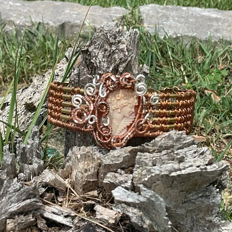 Cameo Wire Wrap Bracelet