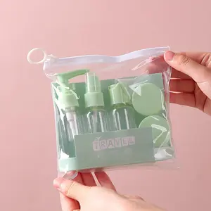 7pcs Travel Dispensing Bottle Set, Spray Bottles, Cosmetics Travel Sprayer, Press-Type Lotion Divider, Refillable, Portable for Travel & Camping