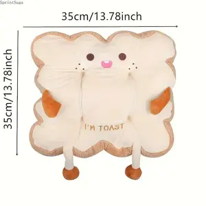 Cute Cartoon Toast‑Shaped Car Seat & Back Cushion, Soft Comfortable Anti‑Fatigue Seat Pad, Breathable Washable Auto Accessory, Ergonomic Support Cushion for Long‑Drive Relief, Universal Fit for Most Vehicles, Ideal Daily Driving Decor for Cars, SUVs and T