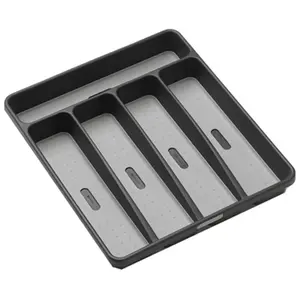 212 MAIN Compact Granite-Look Slip-Proof Compartmentalized Kitchen Storage Organizer - Small Size Rectangular Tray for Silverware, Model 95-29605-06