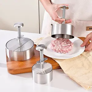 Stainless Steel Burger Press, Adjustable Hamburger Meat Press, Non-stick Patty Making Molds for Beef, Vegetables, Burgers and Cooking