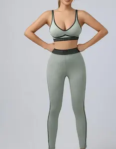 Women's 2 Piece Matching Activewear Set Cotton Terry Half Zip Top High Waisted Tummy Control Peach Butt Leggings 4 Way Stretch Comfy Yoga Pilates Workout Gym Set