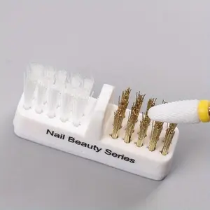 Nail Grinding Head Cleaning Brush, Portable Manicure Drills Bits Dual Copper Wire Brush Clean Tools, Nail Art Cleaning Brush