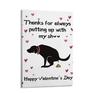 Naughty Valentine's Day Poster Gifts Funny Puppy Valentine's Day Gift Ideas Happy Valentine's Day Poster for Friends with Heart Design