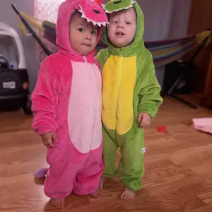 TONWHAR Multi Color Dinosaur Costumes for Children,Baby Soft Warm Halloween One Piece Pajamas,Unisex Baby Animal Onesie,Animal Costumes for Kids,Rose Pink Dinosaur Outfit for Toddler