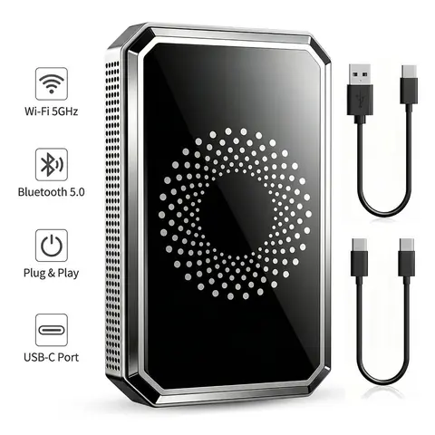 KEPEAK 3-in-1 Media Box Carplay Converter, Wireless Display Adapter with USB Type-A Drive, Hands-Free Voice Control Car Electronics Accessory (Not Compatible with Built-In Wireless CarPlay Vehicles)
