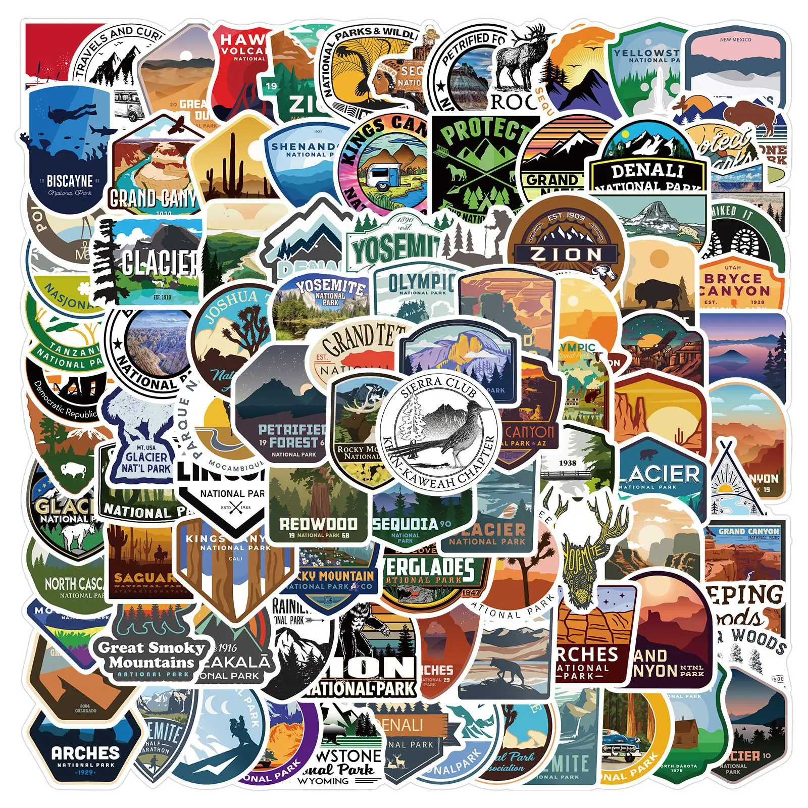100pc US State National Park Sticker Pack Durable Waterproof Vinyl Stickers for Book Phone Laptop Water Bottle Fun Craft Stickers for Scrapbooks Planners Gifts and Rewards Cute Gifts for Girls Kids Teens Adults
