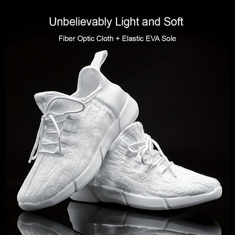 Men's and women's fashionable sports shoes with colorful flashing lights, rechargeable and breathable, suitable for parties, outdoor sports, weddings and daily wear, casual shoes, lace-up style, modern shoes colorful shoelace