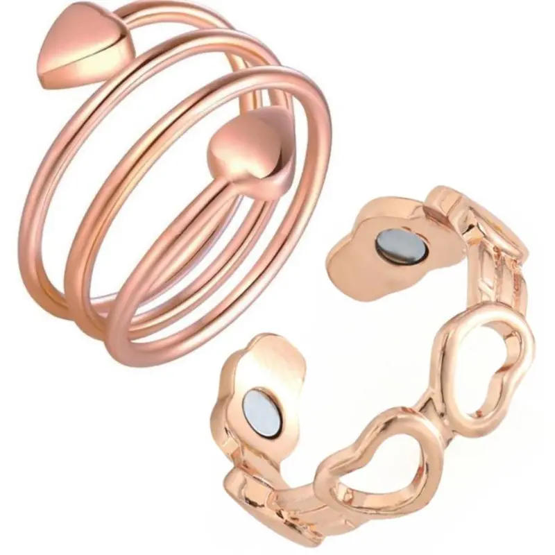 LittleAura S 2pcs Copper Ring for Women,99.99% Pure Copper Magnetic Rings,Gifts for Women Handmade Jewelry