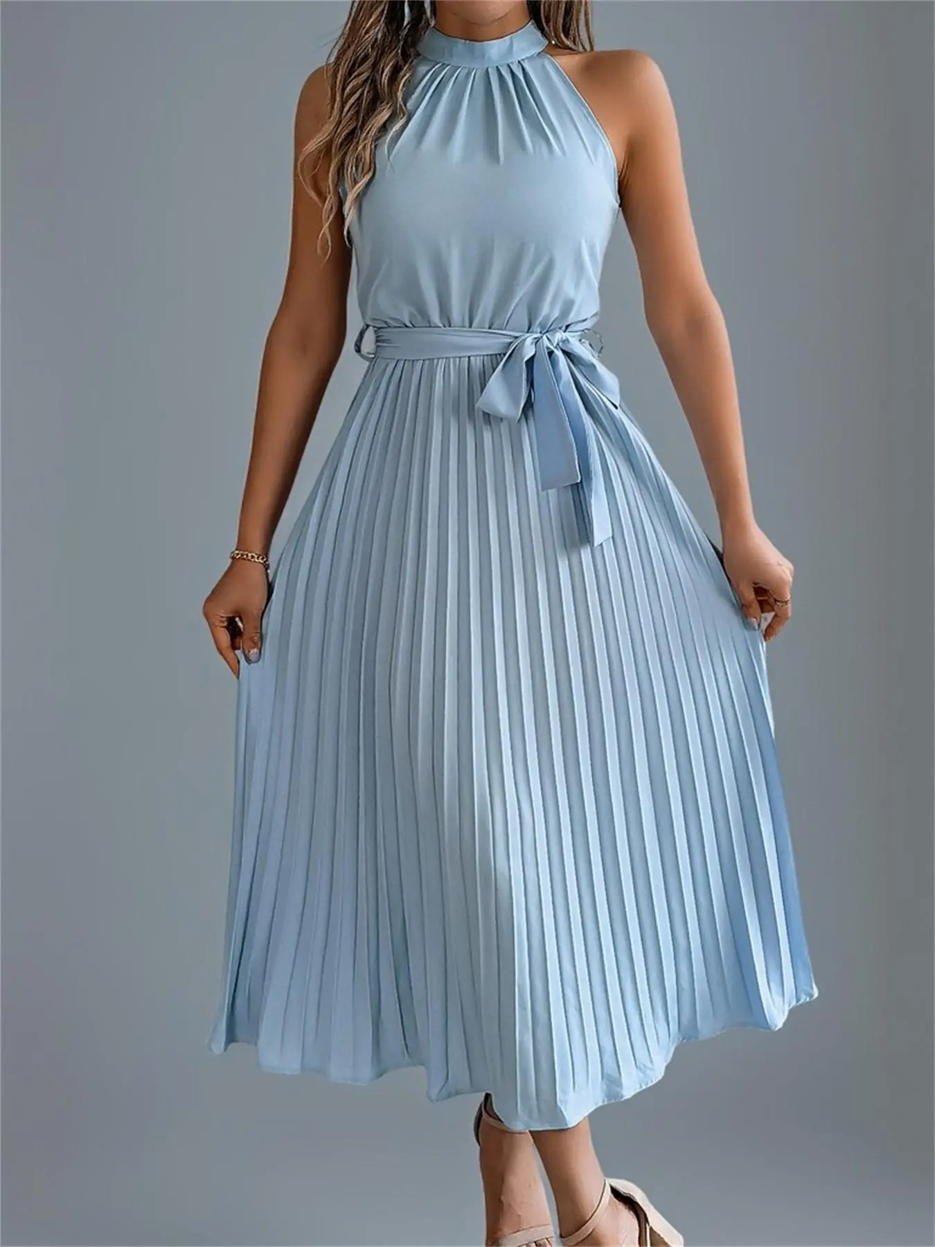 fitted pleated dress Ladivine Cds497 Long Prom Dress main image 0