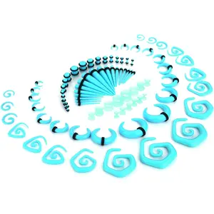 86Pcs Ear Stretching Kit Acrylic Tapers and Plugs Spiral Tapers Silicone Tunnels Ear Gauges Expander Set Ear Stretching Starter 14G-00G Body Piercing Jewelry Set