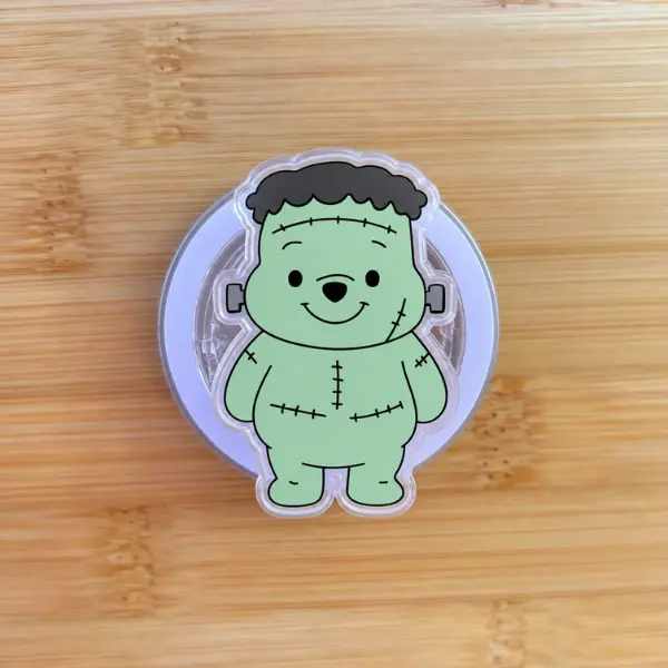 Cute Frankenstein Bear MagSafe Phone Grip, Green Halloween Bear Magnetic PopSocket, Spooky Stitched Bear Phone Grip, Halloween Phone Accessory, Cute Halloween Gift Idea