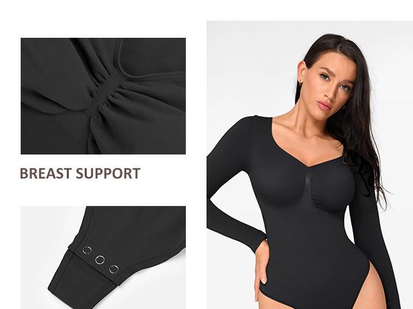 FeelinGirl Womenswear Seamless Long Sleeve Thong Bodysuit for Tummy Control V Neck Going Out Fabric Comfortable Deals For You Days FeelinGirl Womenswear Seamless Long Sleeve Thong Bodysuit for Tummy Control V Neck Going Out Fabric Comfortable Deals For You Days