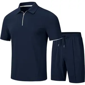 MoFiz Mens Tracksuits Sets Shorts Quarter Zip Polo Shirts Bottom Shorts Outfits Sport Suits Casual Walking Sets Comfy