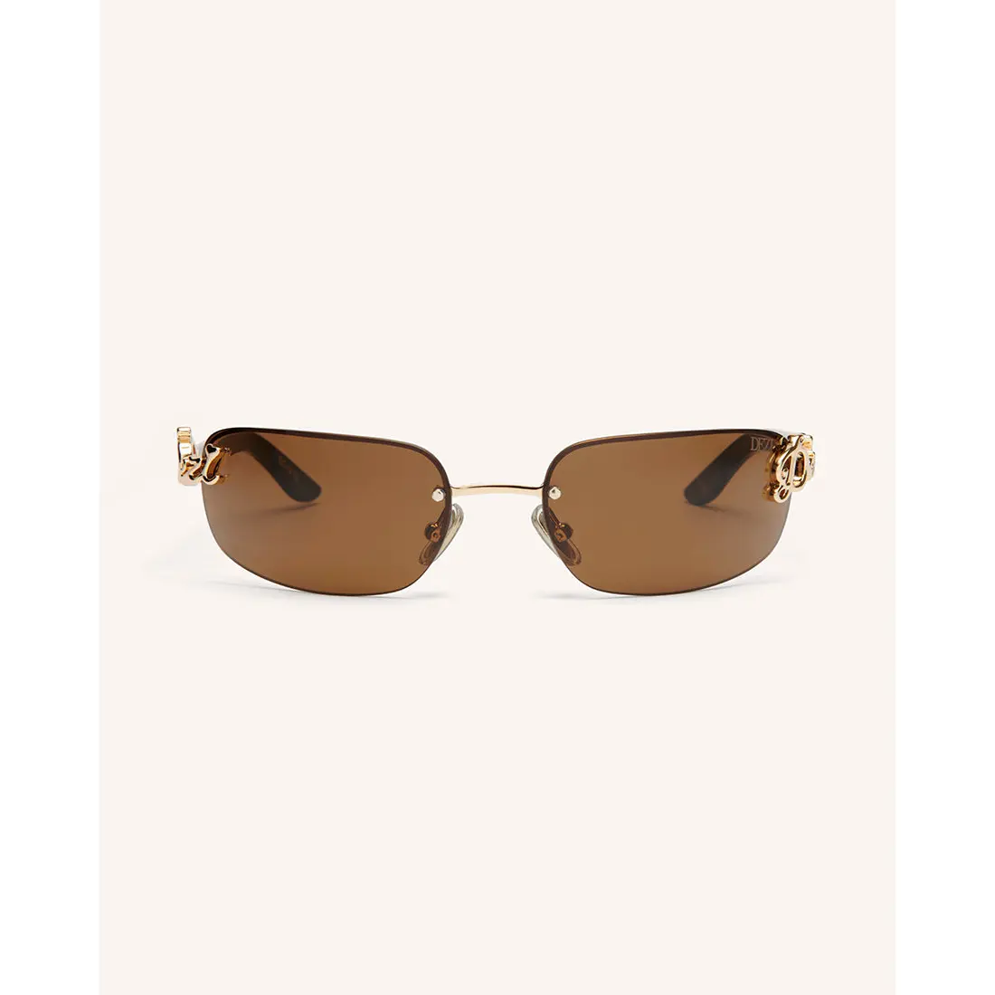 DEZI BBY GRL Women's Casual Outdoor Sunglasses, Rimless Oval High Quality Eyewear with Acetate Temples, 100% UV Protection, 56-18-136 Size, Fashion Sunglasses, Acetate Temp., Cr39 Lenses