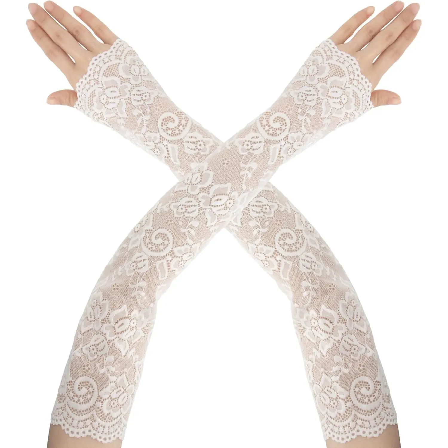 Long Lace Gloves Fingerless, Lace Sleeves, Lace Gloves Women Tea Party Wedding, Bridal Sleeves