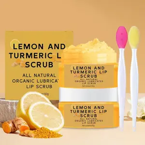 Lip Scrub Set with Turmeric Lip Exfoliator Paste and Lip Brush, Brightening Lip Care Kit, Lip Exfoliation, Exfoliant, 1 Piece, Non-Flammable Aerosol Safe, Lip Treatments