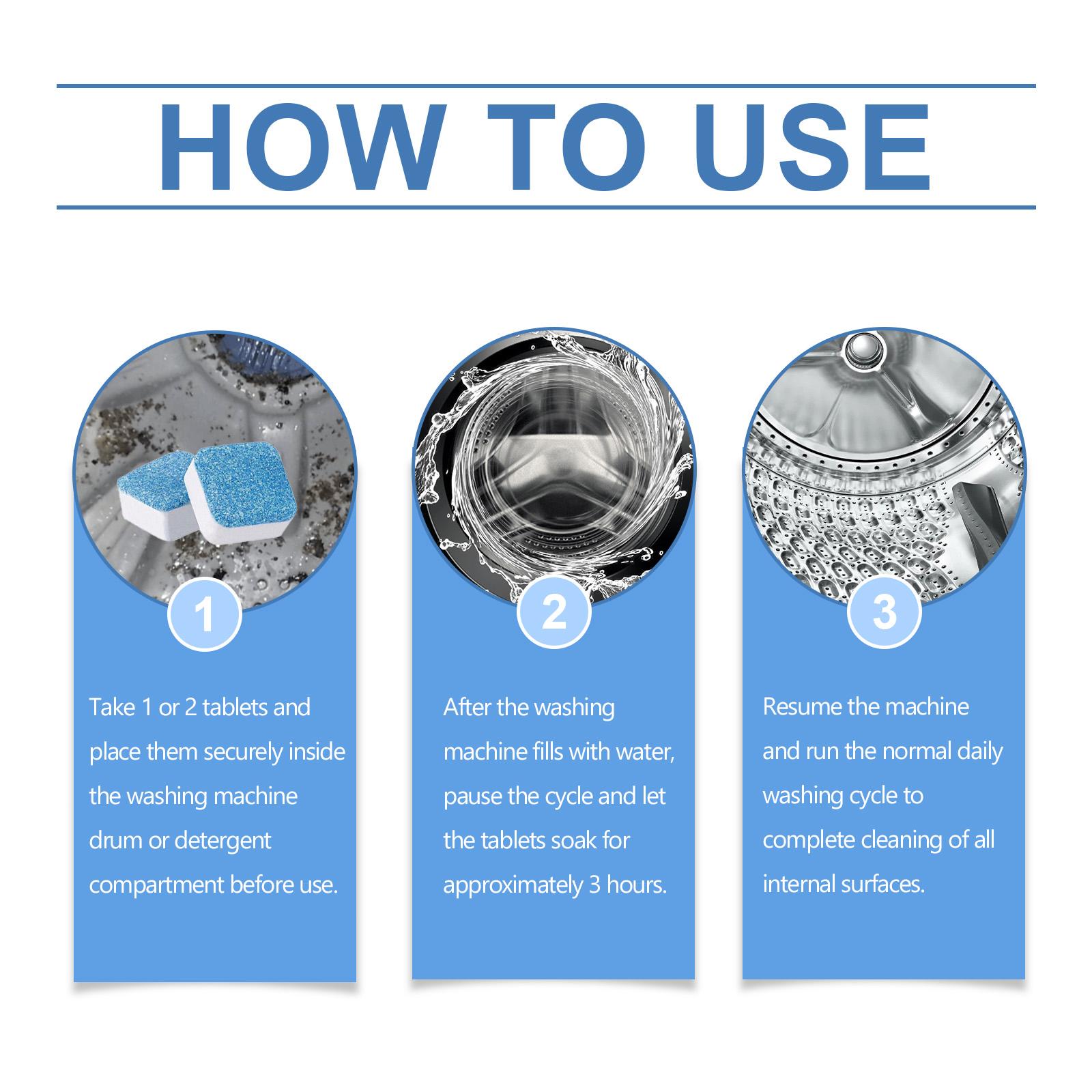 Washing Machine Descaler Tablets 12pcs Septic Safe Odor Care Dirt Residue Control Daily Fragrance For Compartment Drum Seal Interior Easy Maintenance