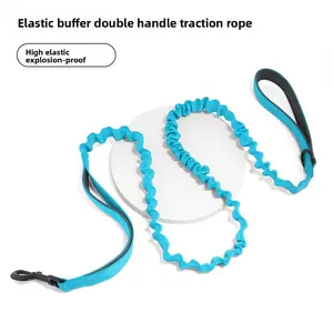Tactical Heavy-Duty Bungee Dog Leash with Double Hand Dual Padded Handles, Shock-Absorbing No-Pull Elastic Lead for Large & Medium Dogs, Training & Safety Pet Lead with Small D-Ring, Shock Absorb