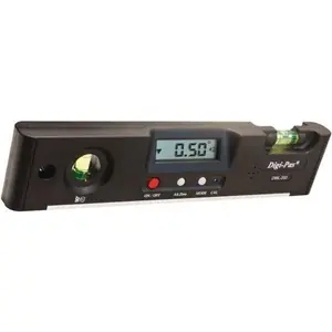 Digi-Pas Magnetic 9" Long 2 Vial Torpedo Level ABS Plastic, Black, 1 Plumb & 1 Level Vial DWL200