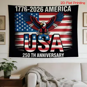 2D Flat - 2D Flat - A Flat Printed Backdrop Featuring The 250Th Anniversary of America from 1776 to 2026, Adorned with a Patriotic Eagle And Flag, Perfect for Photography, Holiday Gifts, Party Decor, Home Decoration, And Studio Enhancements
