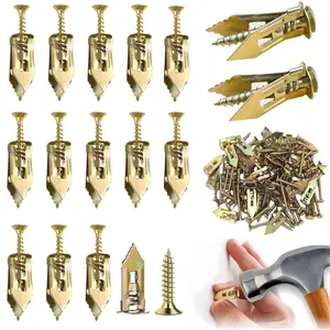180 PCS Self Drilling Drywall Anchors, Metal Expansion Bolt for Drywall, Hollow Wall Anchors and Screws Kit, No Drill or Holes in Wall (30 Steel Anchors and 30 Zinc Screws)