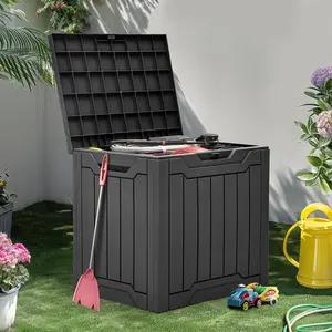 YITAHOME 31 Gallon Resin Deck Box Outdoor Storage Box and Waterproof Package Delivery Box with Lockable Lid for Patio Furniture, GardenTools, Pool Supplies, Black
