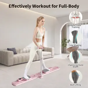 Foldable Pilates Ski Machine,Multifunctional Home Pilates Board Kit with Timer Display,Workout Sets for Women Full-Body