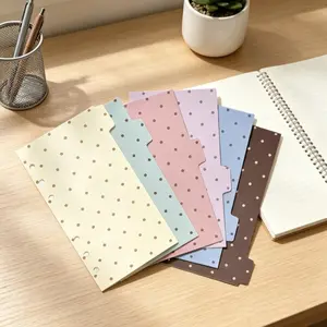 6 Sheets Macaron Polka Dot PP Divider, 6 Hole Ring Binder Inner Pages, A6 Notebook Replacement Core, Wholesale Separators, Binder Refill
