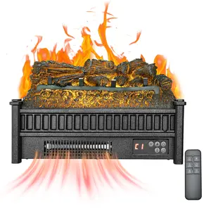 VEVOR Electric Fireplace Log,  20 inch Fireplace Insert Log Heater, with Remote Controller, 5 Adjustable Flame Brightness, 24H Timer, Overheat Protection, Thermostat, for Home and Office Decor Black