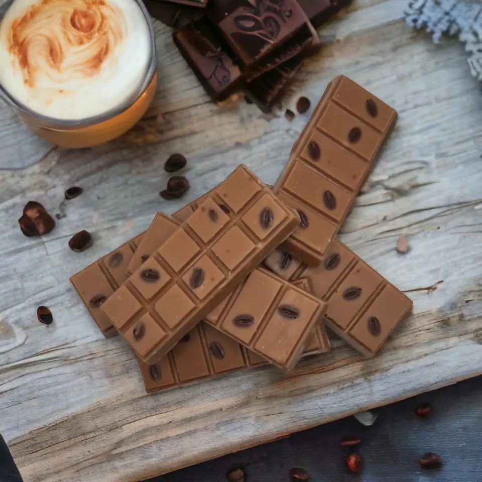 Frappe Mocha Scented Chocolate Bar Wax Melts - 2.5 oz High-Quality Phthalate-Free Natural Wax Home Decor Fragrance, Long-Lasting Handmade Room Freshener with Freshly Brewed Coffee, Dark Chocolate, Caramel, Coffee Mocha, Handmade Look
