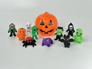 Halloween Pocket Pals playset with Pumpkin Container 11 pieces- articulating and fun toys- gift idea- candy alternative handouts- 3D Printed