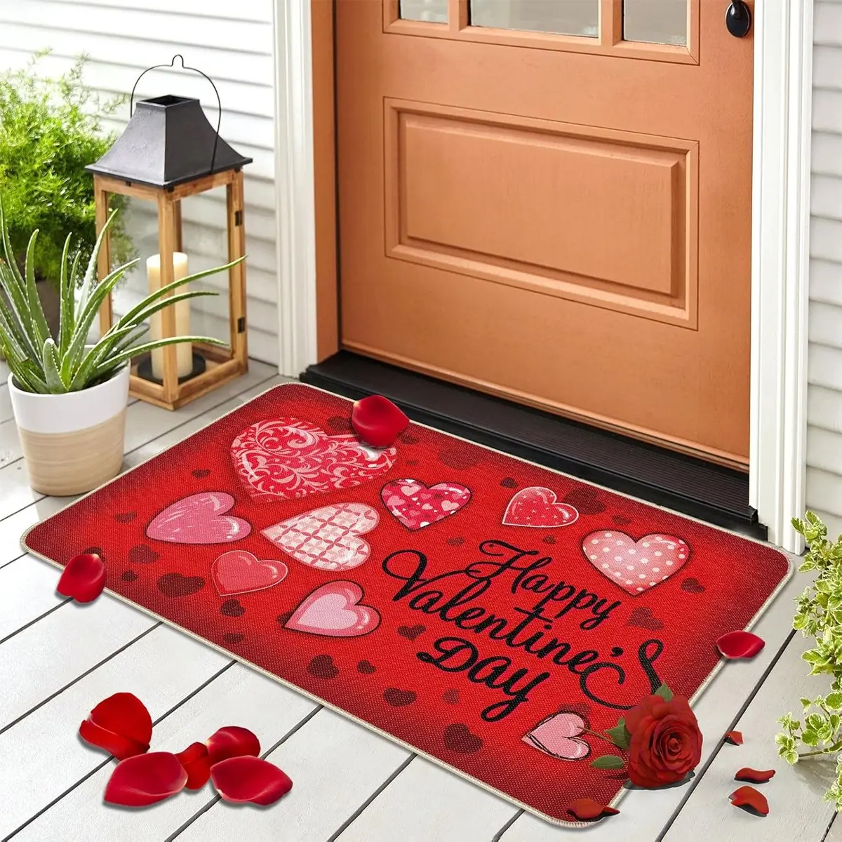 Valentine's Day Heart Design Carpet Mat, No Fuzz Easy Clean Rug, Romantic Proposal Carpet, Home Decor for Entryway Living Room Bedroom, Decorative Rug Mat