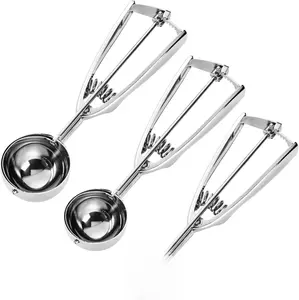 3-Piece Cookie Scoop Set – Stainless Steel Dough Scoops for Baking, Includes Small, Medium & Large Sizes for Cookies, Ice Cream, Cupcakes, and More