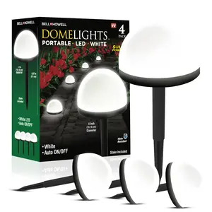 Dome Lights – Solar Pathway Lights 4-Pack, IP65 Waterproof Outdoor Garden, Yard, Walkway & Driveway Lighting
